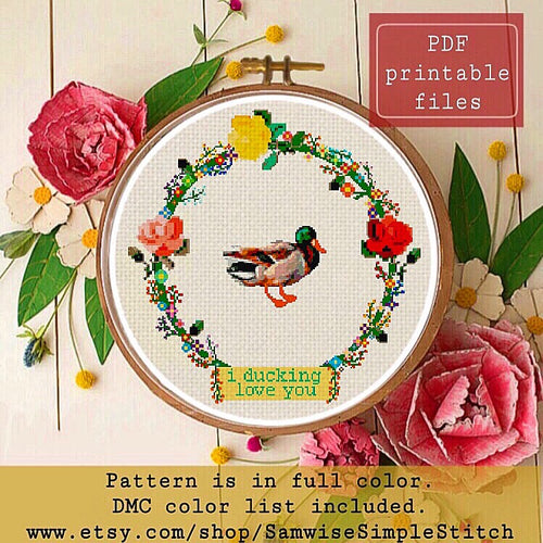 I ducking love you autocorrect cross stitch pattern