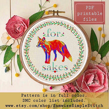 Load image into Gallery viewer, For fox sakes cross stitch pattern