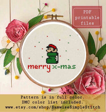 Load image into Gallery viewer, Xmas video game cross stitch pattern