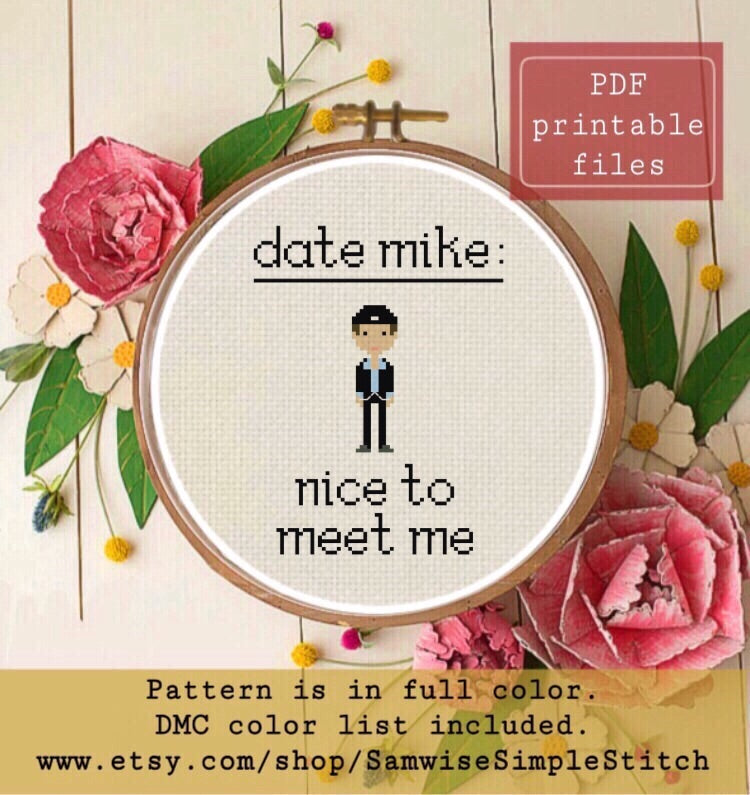 Date mike cross stitch pattern
