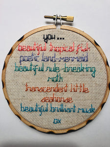 Ready now!! Leslie Knope quotes finished and framed cross stitch