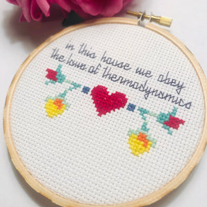 Ready now! Thermodynamics framed and finished cross stitch