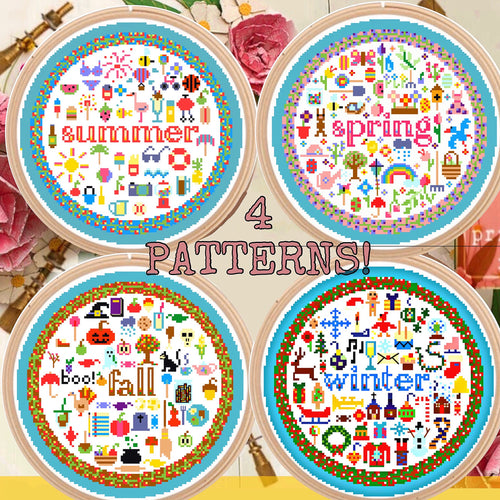 Four seasons cross stitch patterns
