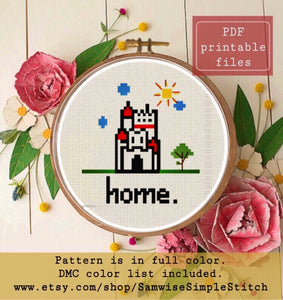 Castle home cross stitch pattern