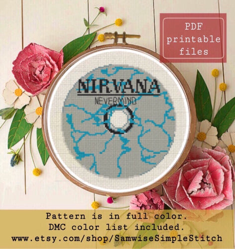 Nirvana CD cross stitch pattern