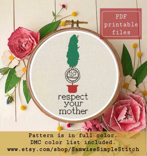 Marge plant cross stitch pattern