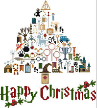 Load image into Gallery viewer, Wizard world Happy Christmas cross stitch pattern