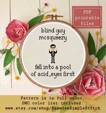 Load image into Gallery viewer, Blind guy cross stitch pattern