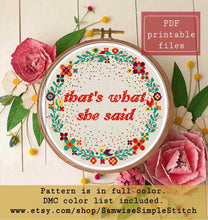 Load image into Gallery viewer, That’s what she said cross stitch pattern