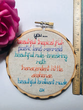 Load image into Gallery viewer, Ready now!! Leslie Knope quotes finished and framed cross stitch