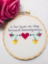 Load image into Gallery viewer, Ready now! Thermodynamics framed cross stitch