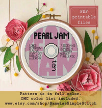 Load image into Gallery viewer, Pearl Jam CD cross stitch pattern